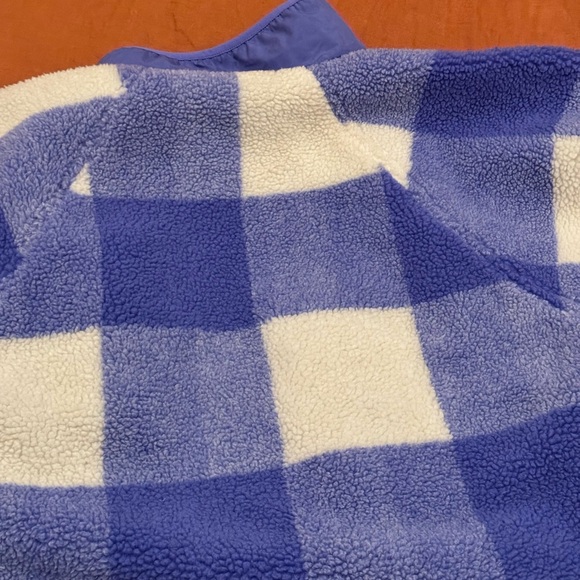 Blue Iris Gingham Combo Hit The Slopes Printed Fleece Jacket - Picture 9 of 10
